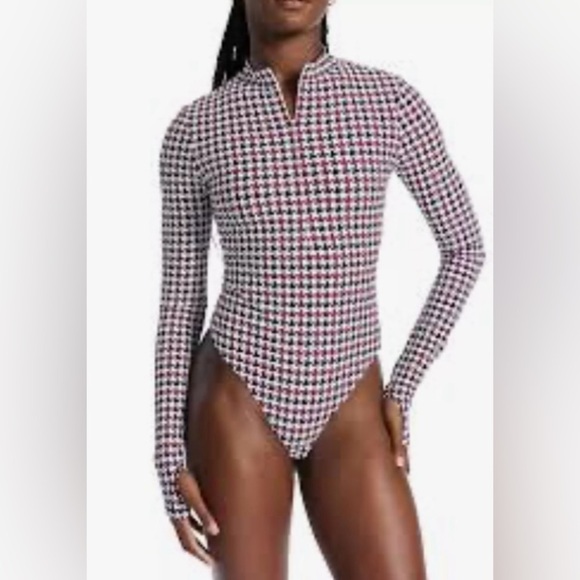 Bandier Brio Houndstooth Bodysuit NWT - Picture 2 of 9
